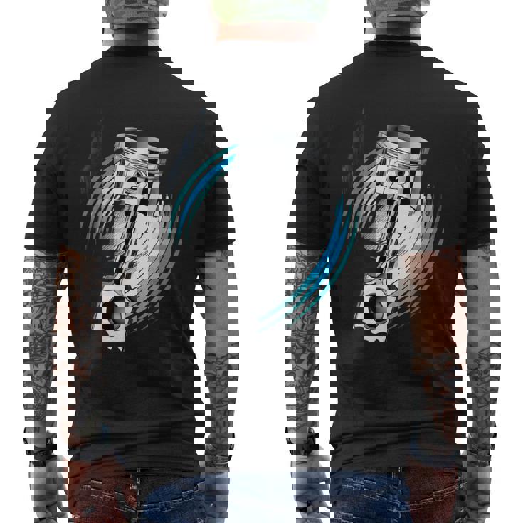 ピストンパワー 車愛好家のためのダイナミックエンジンデザイン メンズTシャツ バックプリント