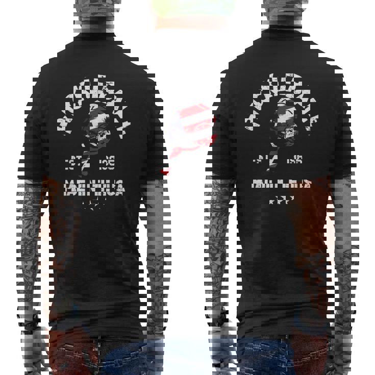 ピックルボール 愛国的 アメリカ国旗 Est 1965 メンズTシャツ バックプリント