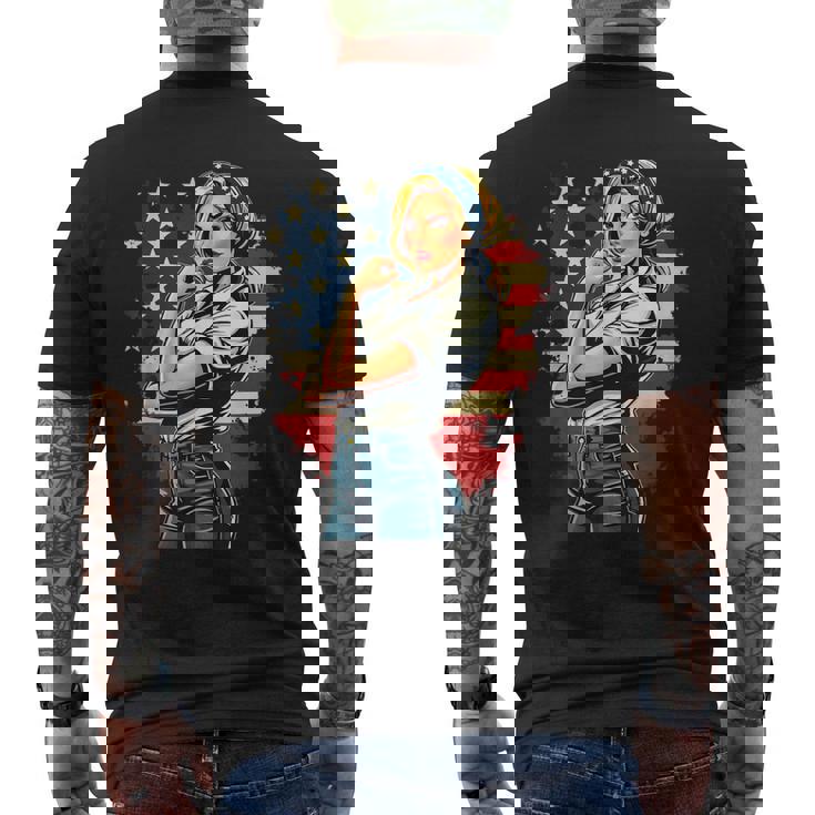 ピンアップセクシースタイルアメリカの象徴 メンズTシャツ バックプリント