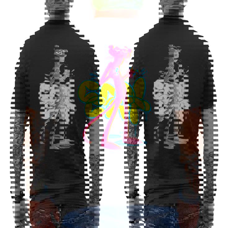 ピンクパンサー クールな猫 グラフィティ チョークアート メンズTシャツ バックプリント