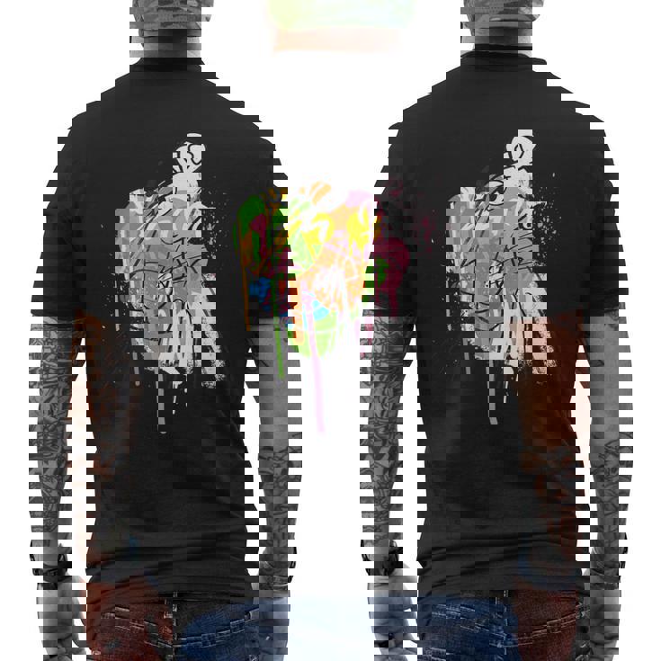 ピンクパンサー グラフィティ ブラック ラインアート メンズTシャツ バックプリント