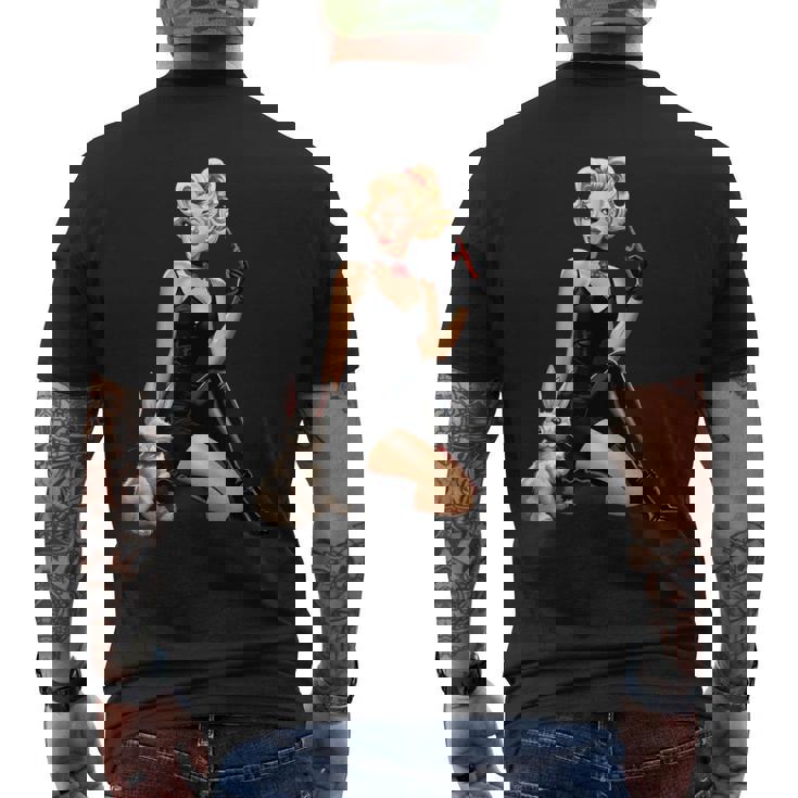 ピンナップガール ウサギ ピンナップ ヴィンテージ メンズTシャツ バックプリント