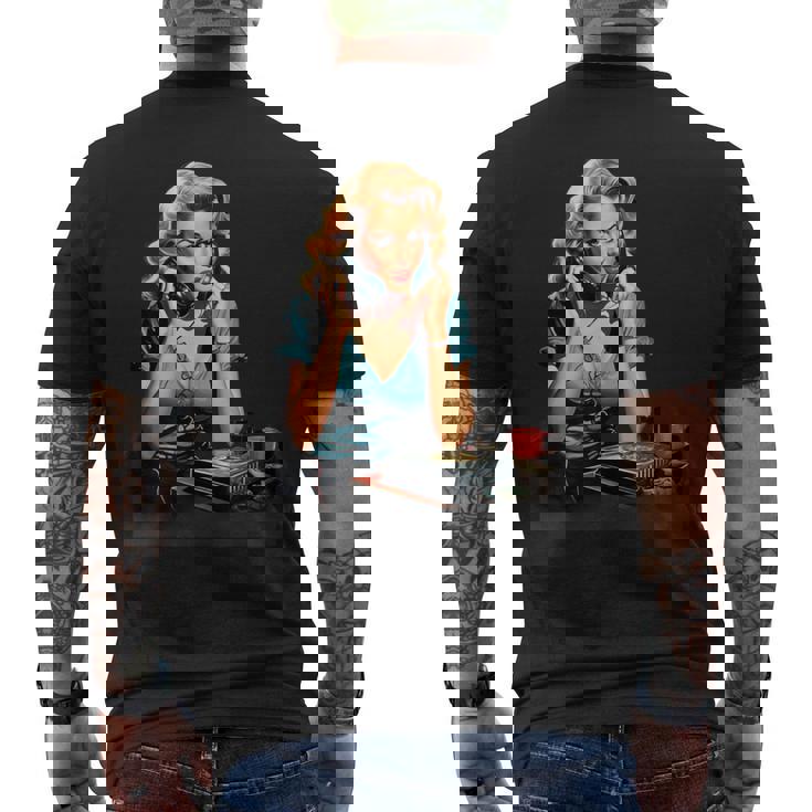 ピンナップガール ヴィンテージ電話 オールドスクール メンズTシャツ バックプリント