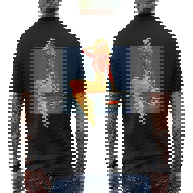 ピンナップガールww2軍空軍ポスターヴィンテージ メンズTシャツ バックプリント