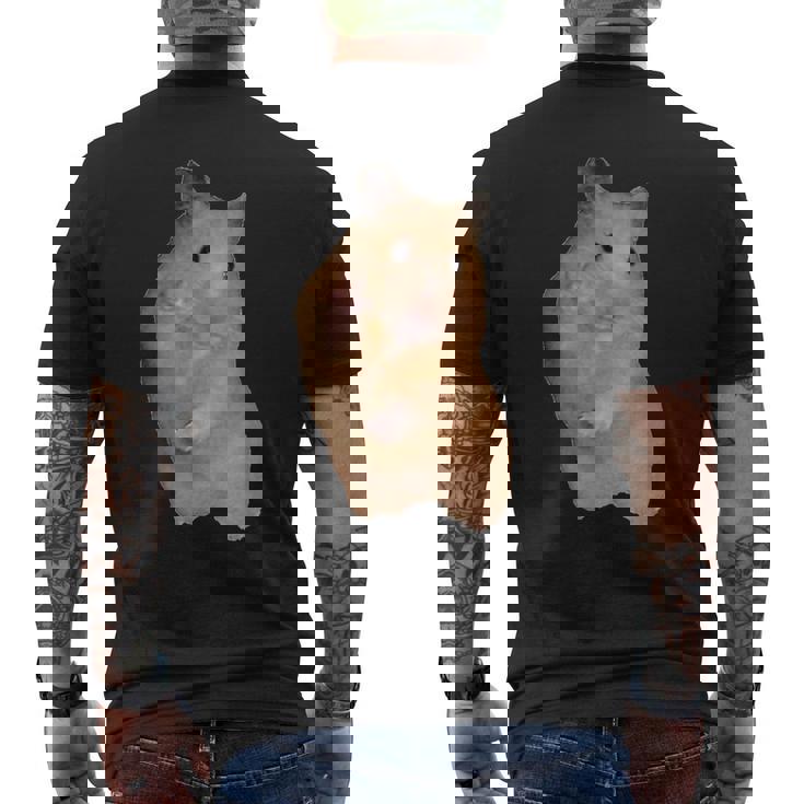 ピースサイン ハムスター ミーム メンズTシャツ バックプリント