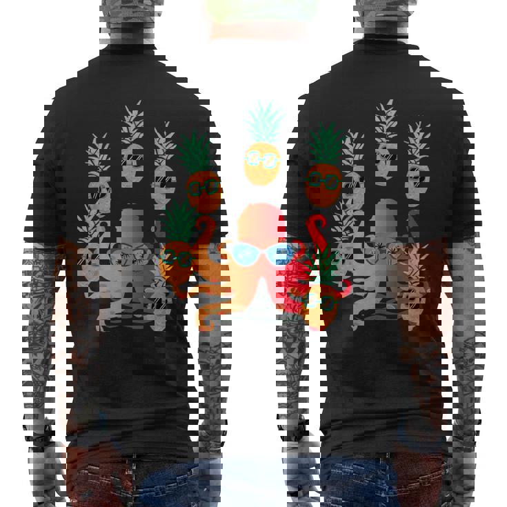 ファニー クール オレンジ タコ ジャグリング パイナップル メンズTシャツ バックプリント