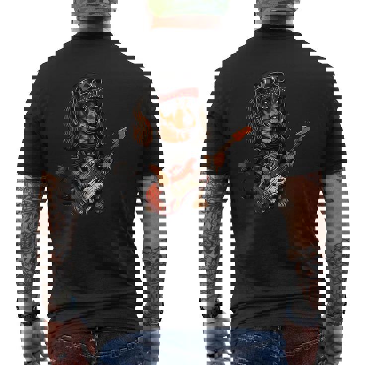 ファニー ダックスフンド キュート ロックンロール ロッカー パンク メンズTシャツ バックプリント