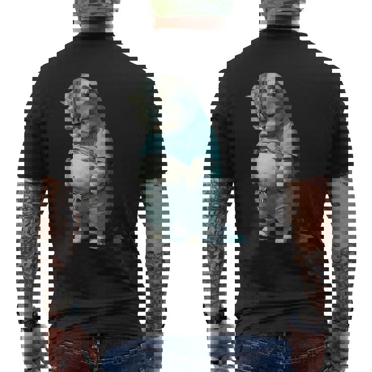 ファニー ファット キャット 子猫 アート デザイン 猫 飼い主 ペット愛好家 ギフト メンズTシャツ バックプリント