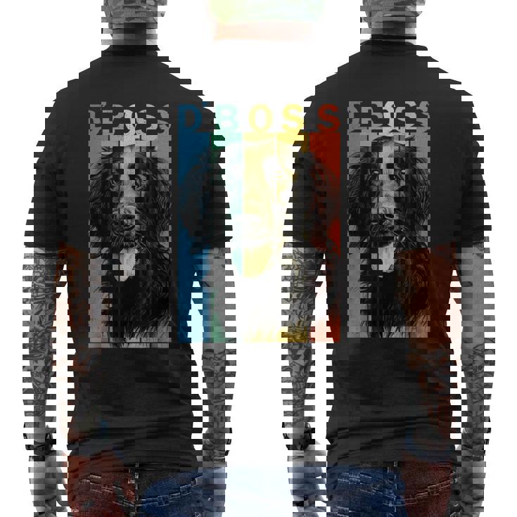 ファニーフラットコーテッドレトリバーボスママダッドドッグラバー メンズTシャツ バックプリント