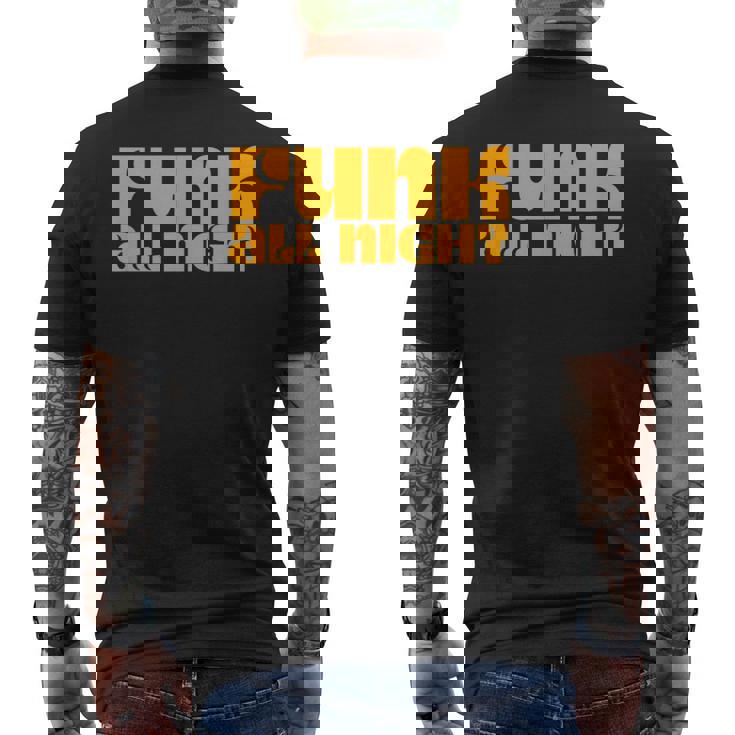 ファンク オールナイト 70年代 レトロ ソウル ファンク ディスコミュージック メンズTシャツ バックプリント