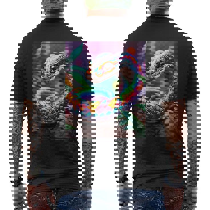 ファンタジー かわいい 鮮やかな蛇の葉 メンズTシャツ バックプリント