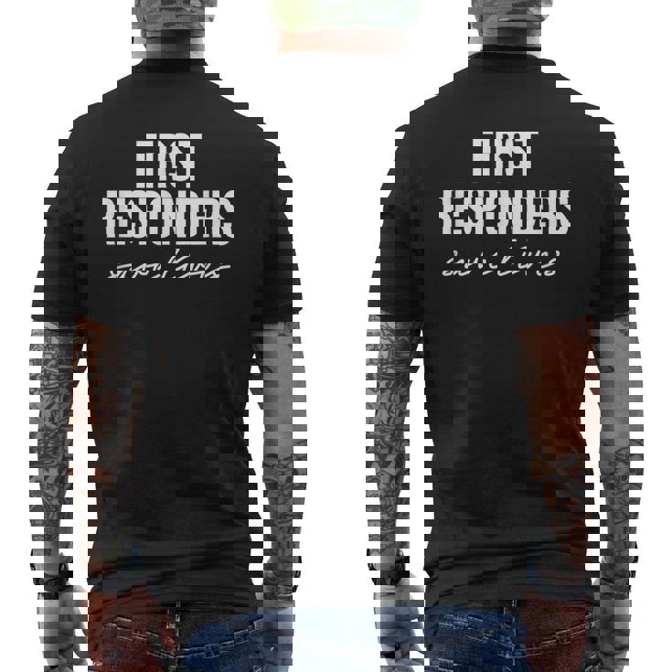 ファーストレスポンダーが命を救う メンズTシャツ バックプリント