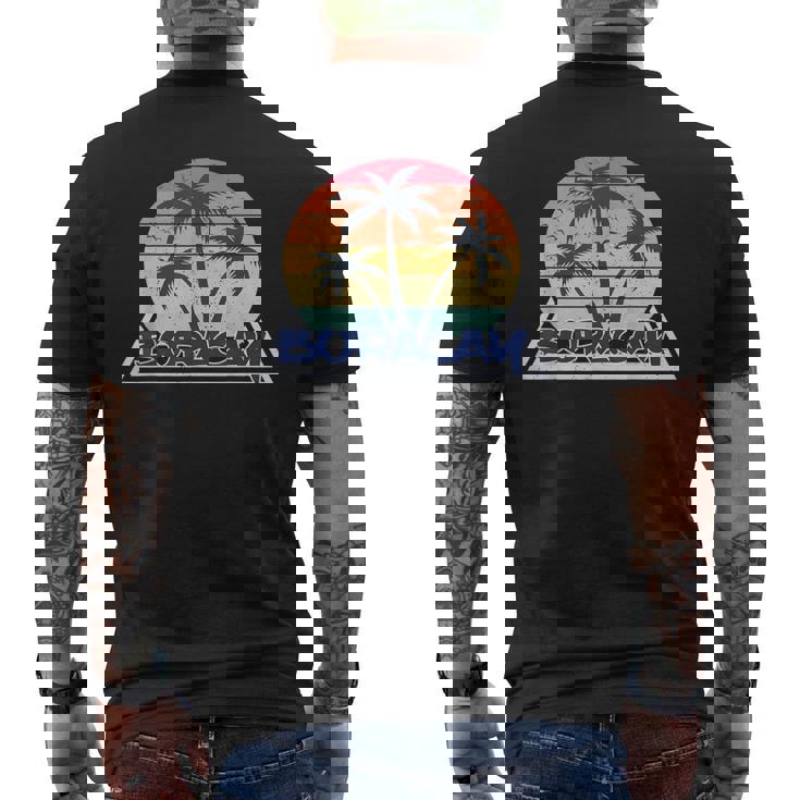 フィリピン ボラカイ島 旅行 カクテル 休暇 ビーチ 波 夏 ヤシの木 マニラ首都圏 パラワン州 セブ島 ボホール州 メンズTシャツ バックプリント