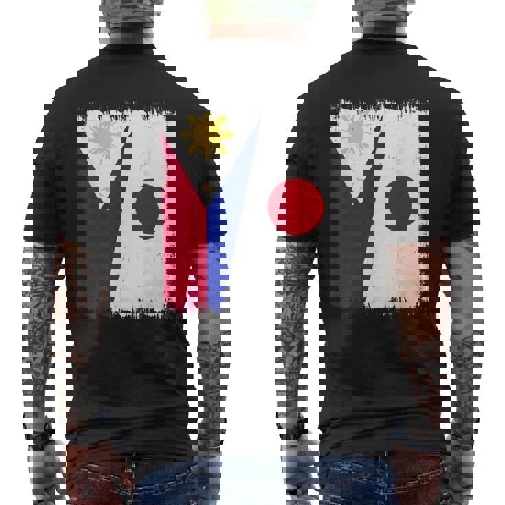 フィリピン 日本 ハーフフラッグ ウェア フィリピン ジャパニーズルーツ メンズTシャツ バックプリント