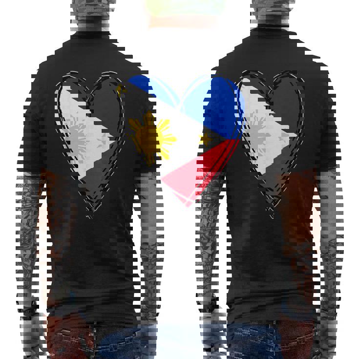 フィリピン独立記念日 I Love Philippines 国旗 ハート メンズTシャツ バックプリント
