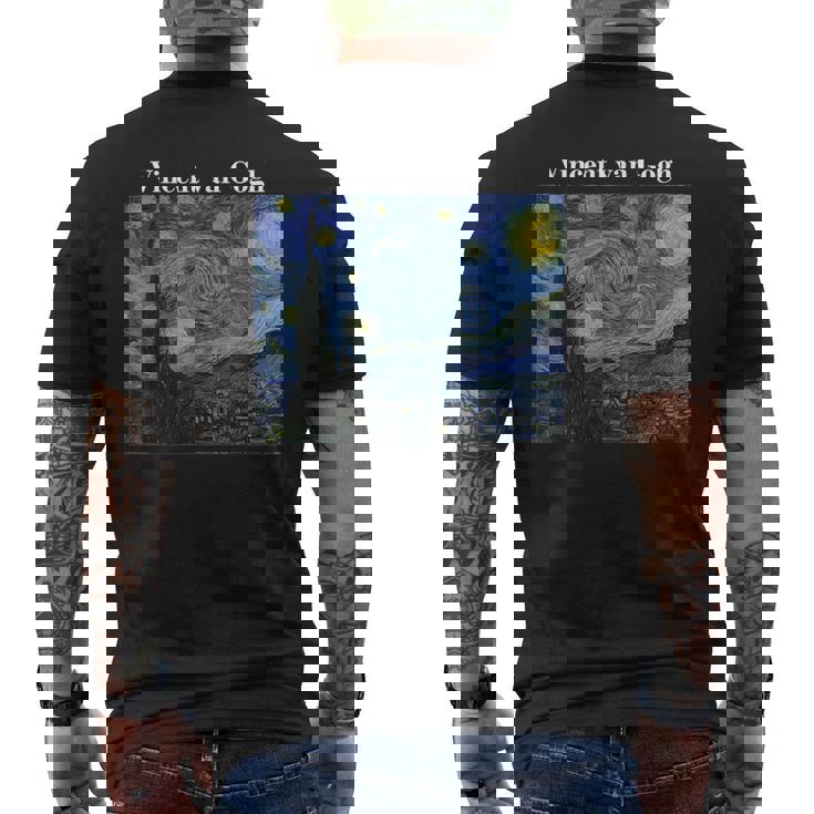 フィンセントファンゴッホの星月夜 メンズTシャツ バックプリント