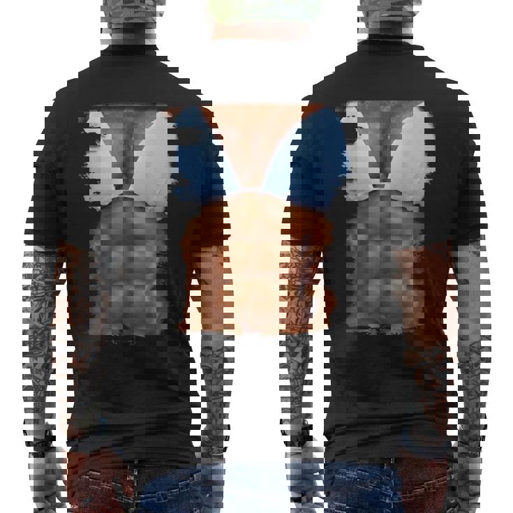 フェイク アブス ファニービキニ ボディマッスル 6パック 3D メンズTシャツ バックプリント