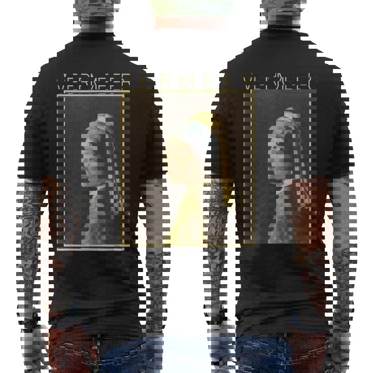 フェルメール 真珠の耳飾りの少女 面白いtシャツ 絵画 アート メンズ 面白い 服 美術 グッズ 油彩画 メンズTシャツ バックプリント