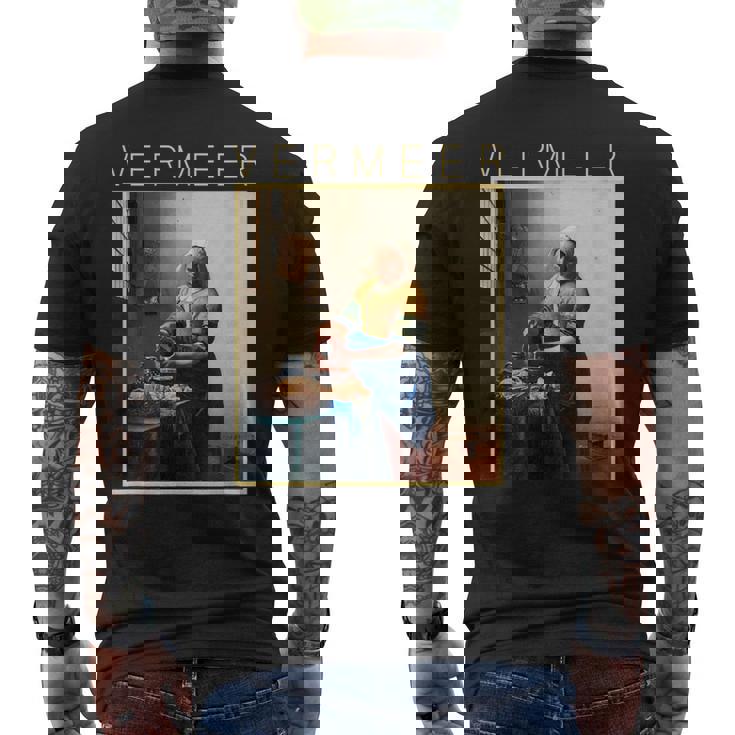 フェルメール 面白いtシャツ アート 牛乳を注ぐ女 絵画 メンズ レディース 面白い 服 美術 油彩画 メンズTシャツ バックプリント