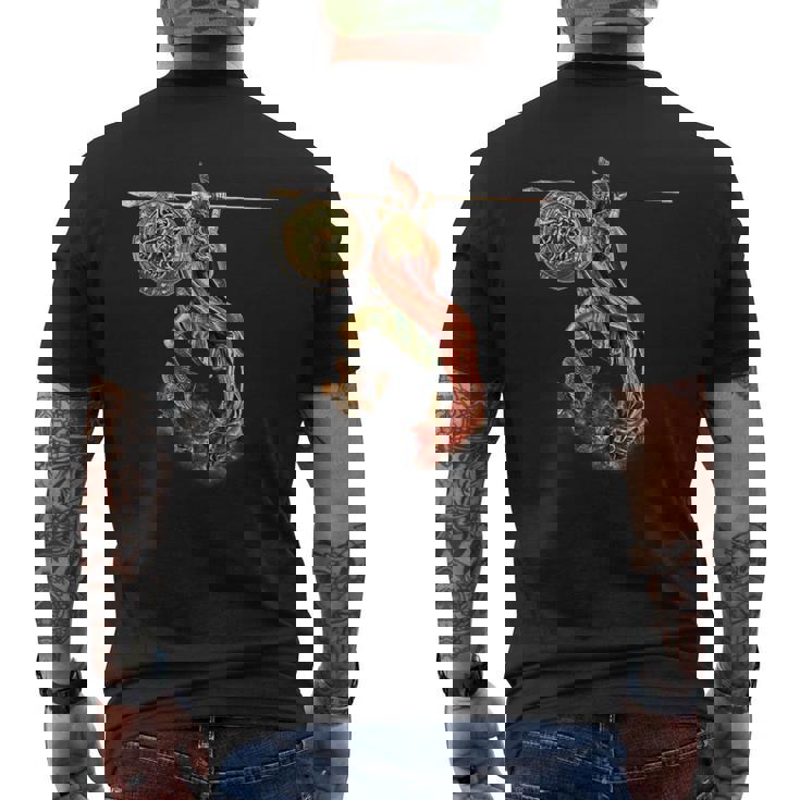 フクロウと槍のアテナ メンズTシャツ バックプリント