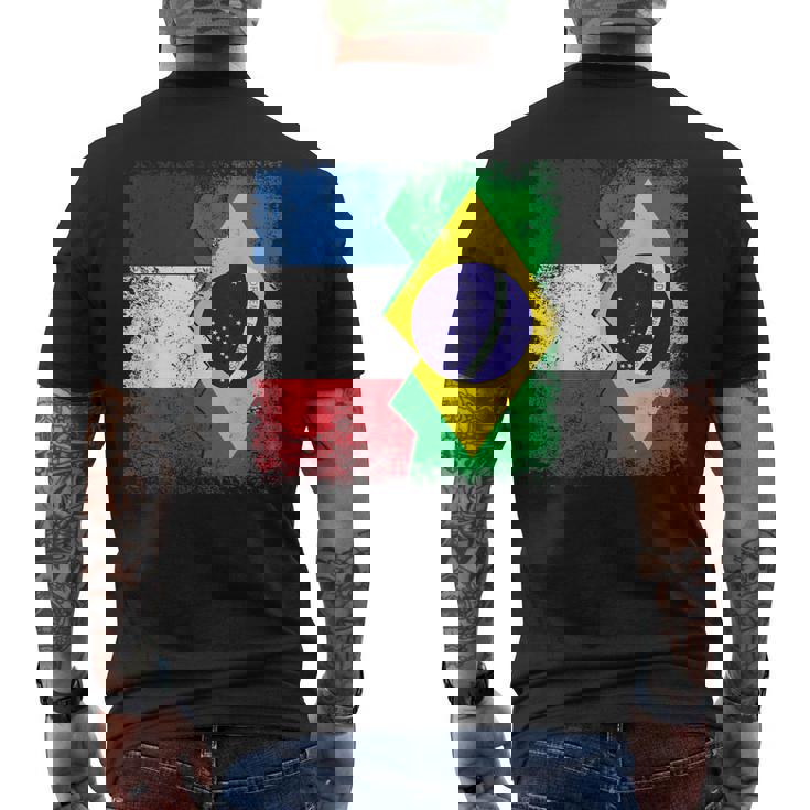 フランス ブラジルの旗 メンズTシャツ バックプリント