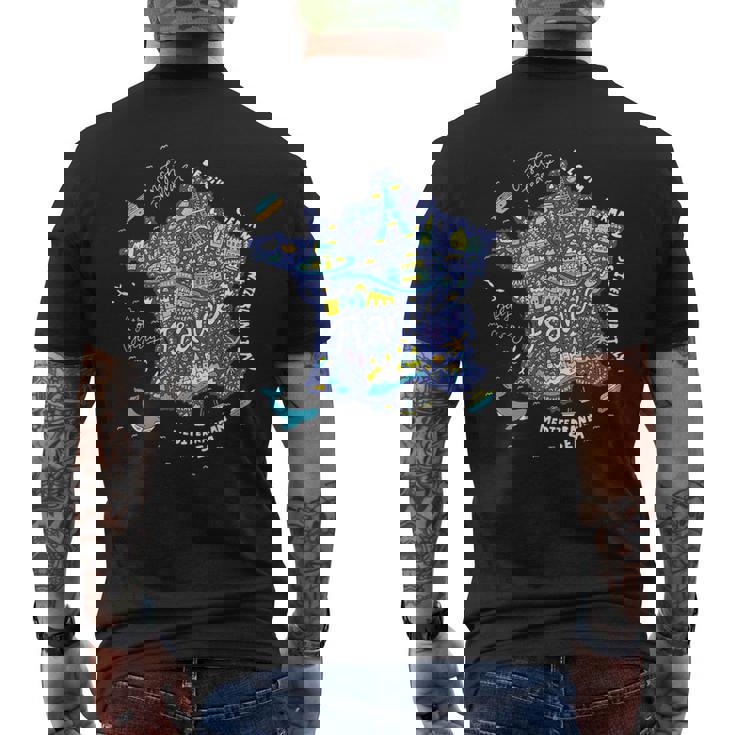 フランス 地図 ヨーロッパ パリ ツアー エッフェル フランス バケーション お土産 メンズTシャツ バックプリント