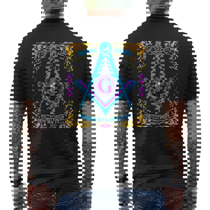 フリーメーソンのシンボル「誠実さをもってリードするフリーメーソンの父」 メンズTシャツ バックプリント