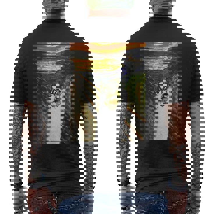 フレンチブルドッグ 面白いtシャツ 犬 ムンクの叫び かわいい メンズ 子供 おもしろ 服 ネタ わんこ メンズTシャツ バックプリント