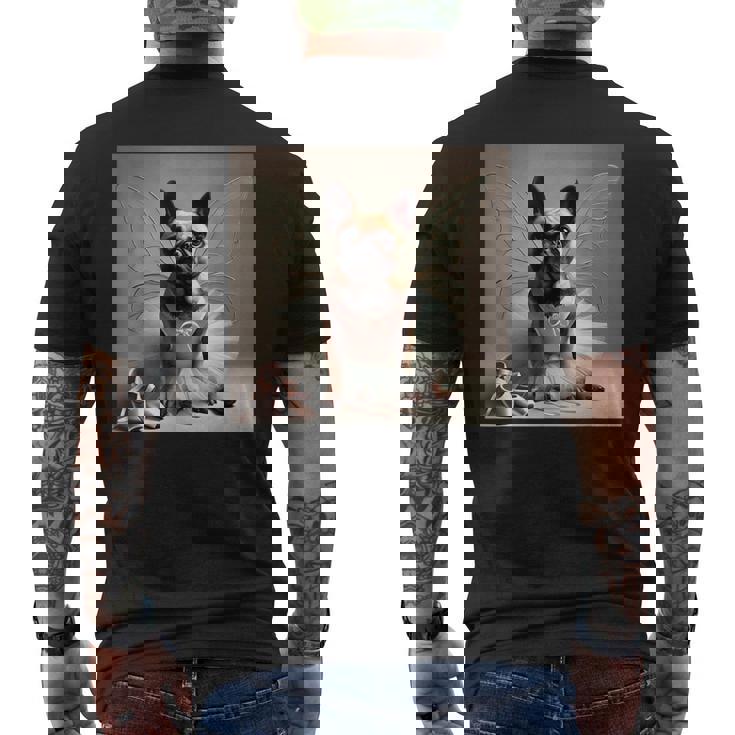 フレンチブルドッグシャツ バレリーナ バレエ愛好家 ダンサー フレンチー メンズTシャツ バックプリント