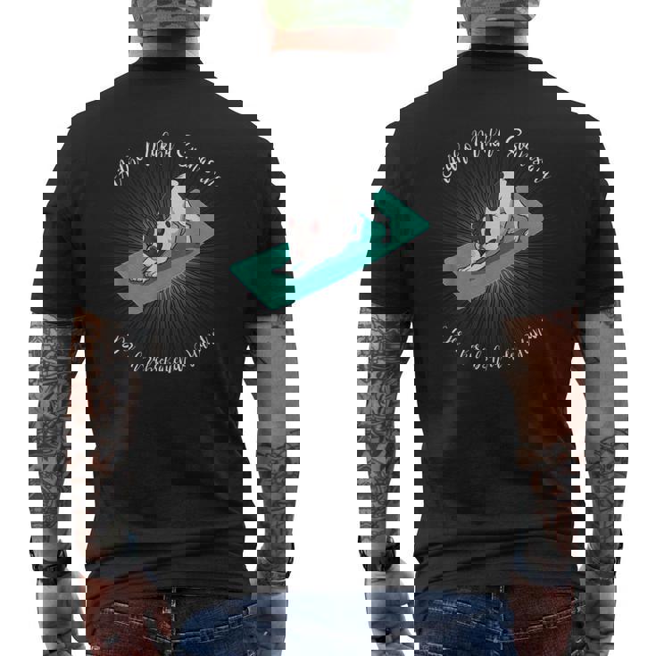 フレンチブルドッグヨガ用ヨガダウンワードドッグ メンズTシャツ バックプリント