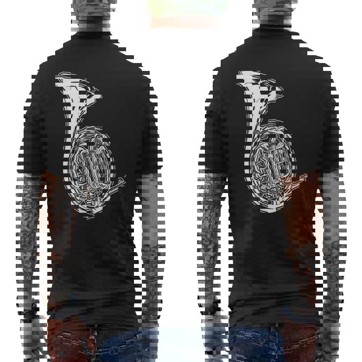 フレンチホルン製図コンサートバンドホルニスト メンズTシャツ バックプリント