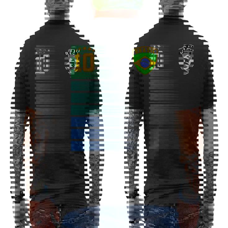 ブラジル サッカーファン ジャージ ブラジル国旗 フットボール愛好家 メンズTシャツ バックプリント