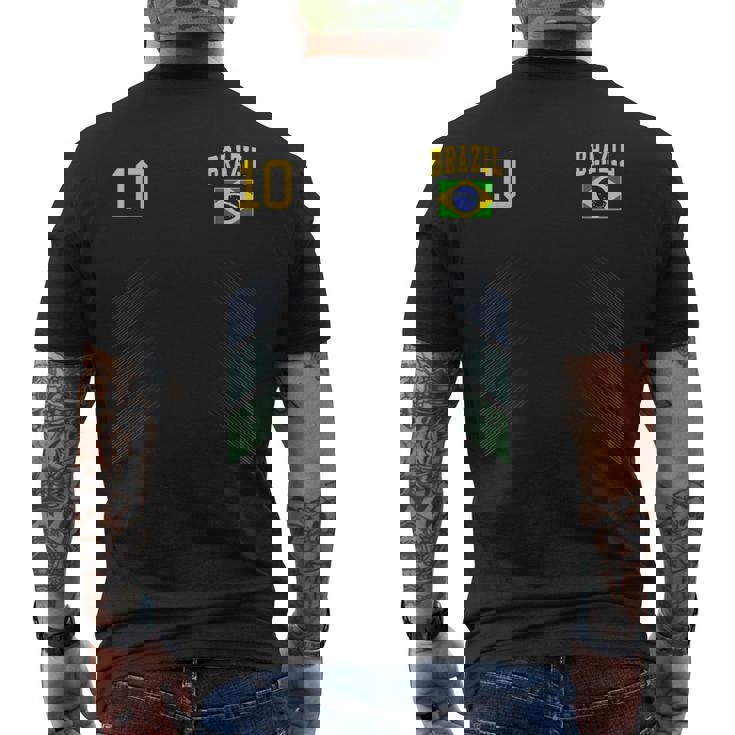 ブラジル サッカーファンジャージー ブラジル国旗 フットボール愛好家 メンズTシャツ バックプリント