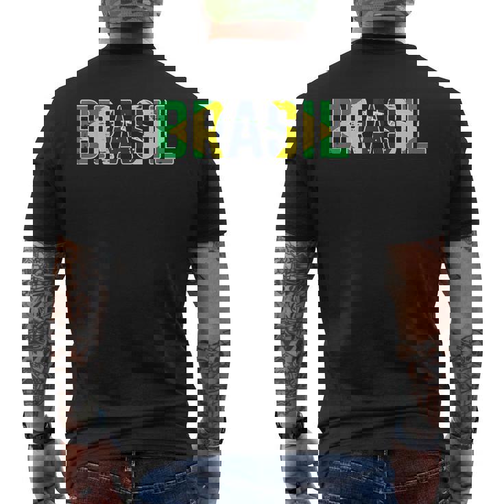 ブラジル国旗 ブラジリアンサッカーファン メンズ レディース ボーイズ ガールズ キッズ メンズTシャツ バックプリント