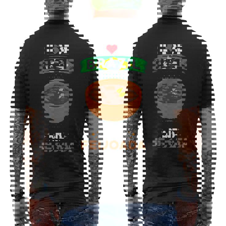 ブラジル料理 ブラジル国旗 I Love Brazil And Feijoada メンズTシャツ バックプリント