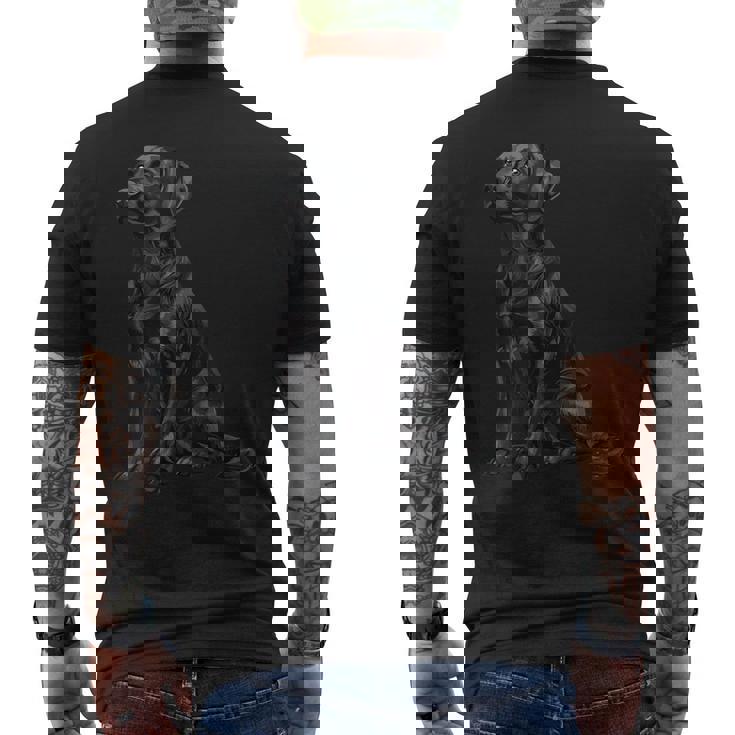 ブラックラブラドールレトリバー メンズTシャツ バックプリント