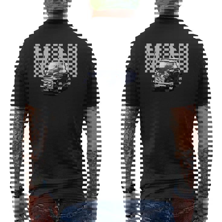 ブリティッシュクラシック スポーツカー ブルー ミニ メンズTシャツ バックプリント