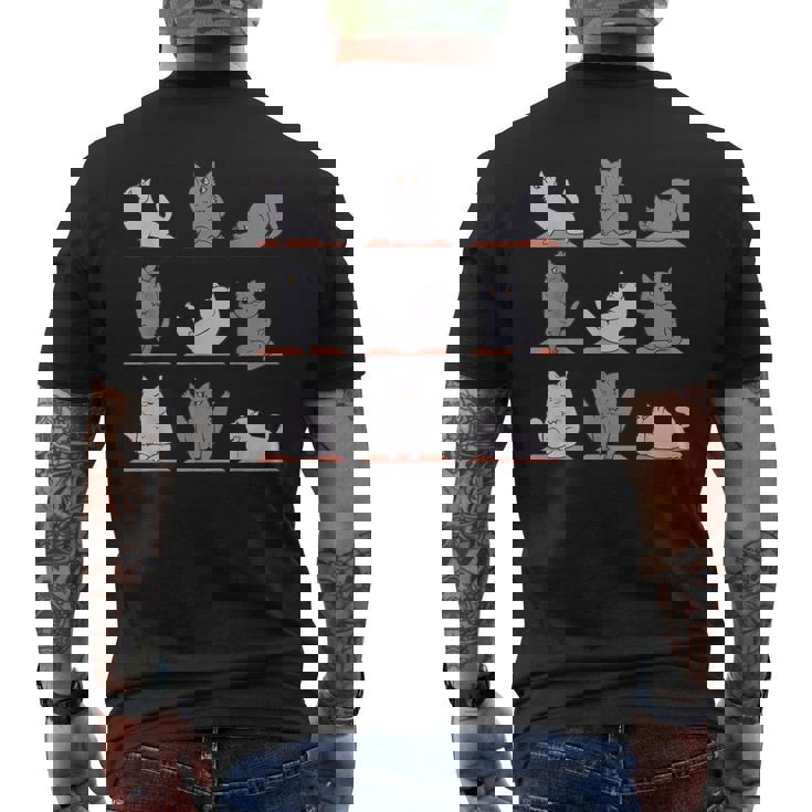 ブリティッシュショートヘアキャット ヨガ メンズTシャツ バックプリント