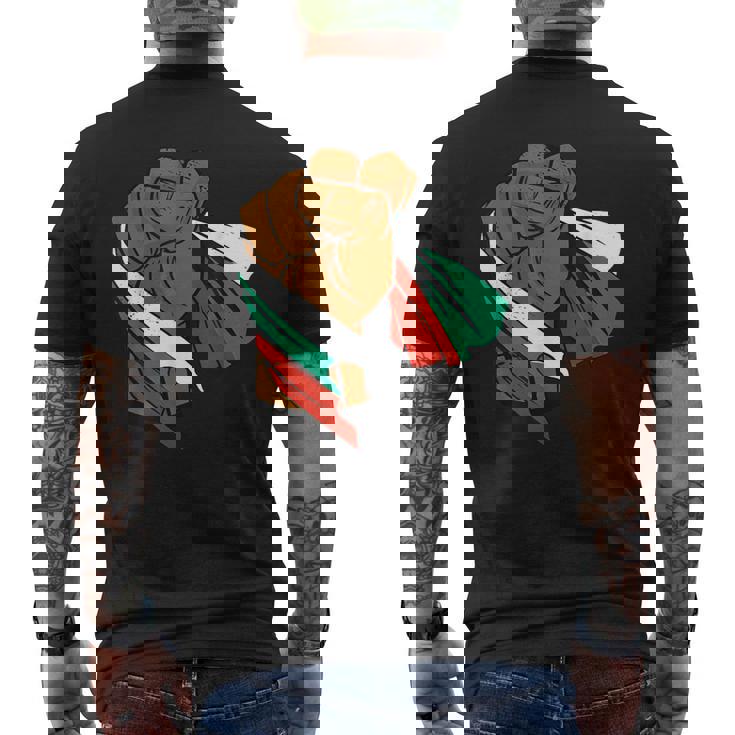 ブルガリア 国旗 パワーハンドフィスト ブルガリアルーツ ブルガリアプライド メンズTシャツ バックプリント