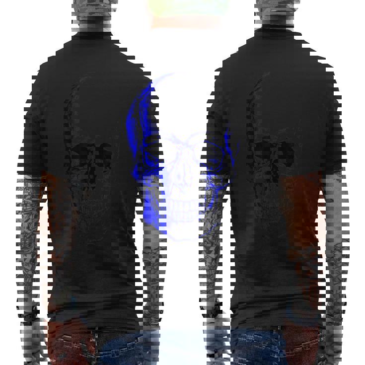 ブルー ドクロ メンズTシャツ バックプリント