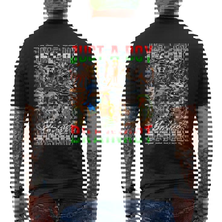 ブレインロットが大好きな少年 オールイタリアンブレインロットミーム メンズTシャツ バックプリント