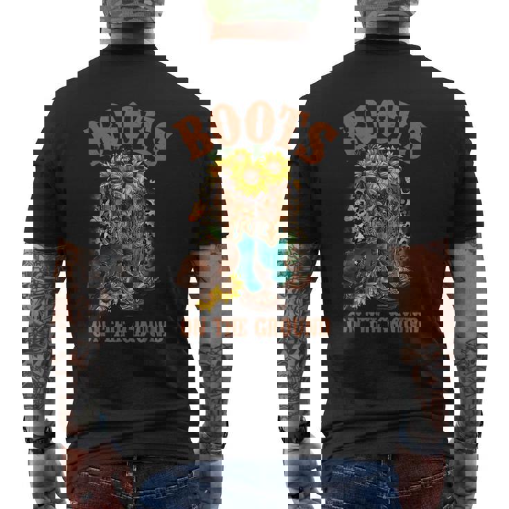 ブーツ オン ザ グラウンド ウエスタン サザン カントリー ロデオ カウガール メンズTシャツ バックプリント