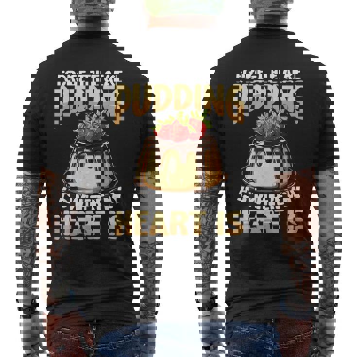 プディングはどこに私の心はチョコレートプリンの恋人 メンズTシャツ バックプリント