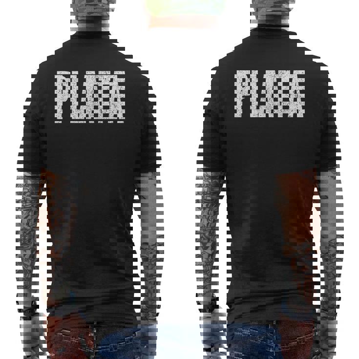 プラタ 姓 レトロ ヒスパニック メキシコ スペイン語 家族 メンズTシャツ バックプリント