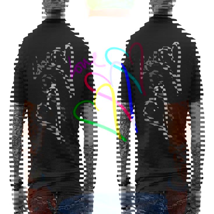 プレッピー パステル キドコア ハート レインボー ラブ バレンタイン メンズTシャツ バックプリント