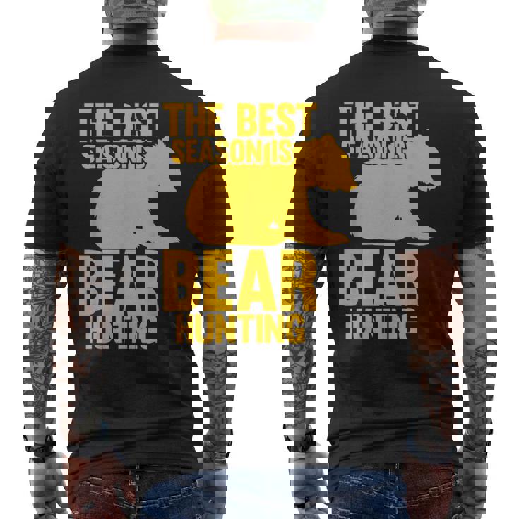 ベストシーズンはクマ狩りハンター メンズTシャツ バックプリント