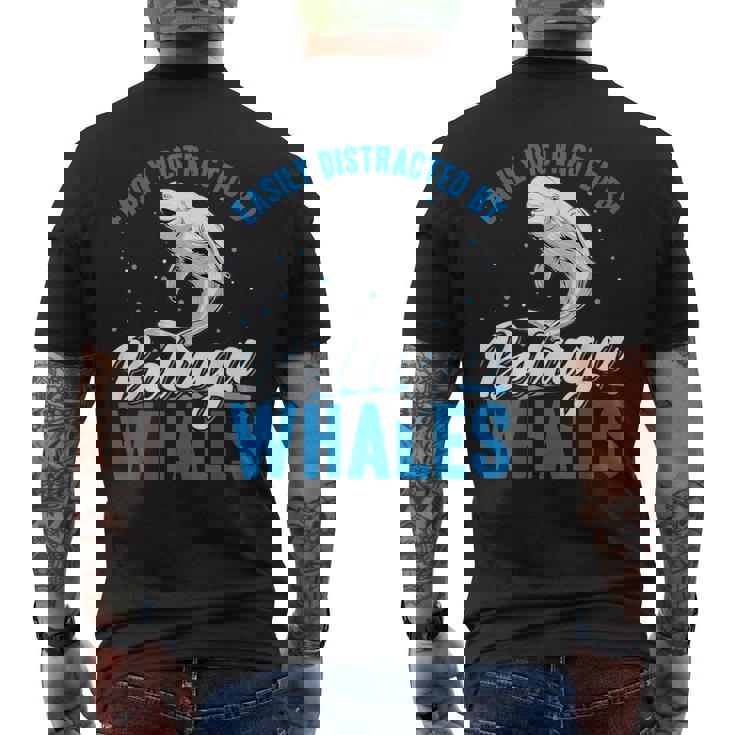 ベルーガクジラに簡単に気を取られる面白いシロイルカ動物。 メンズTシャツ バックプリント