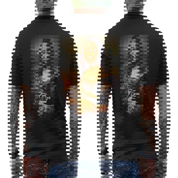 ベンガル猫 モナリザ 絵画 アート ママ お父さん メンズTシャツ バックプリント