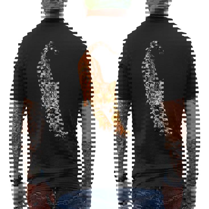 ベンガル猫ストレッチ メンズTシャツ バックプリント