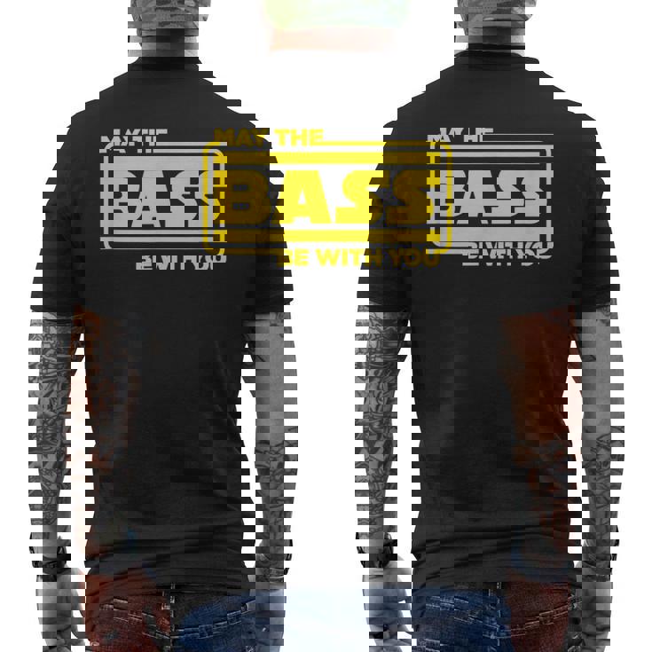 ベース ギター ドラム May The Bass Be With You ベーシスト ドラマー メンズTシャツ バックプリント